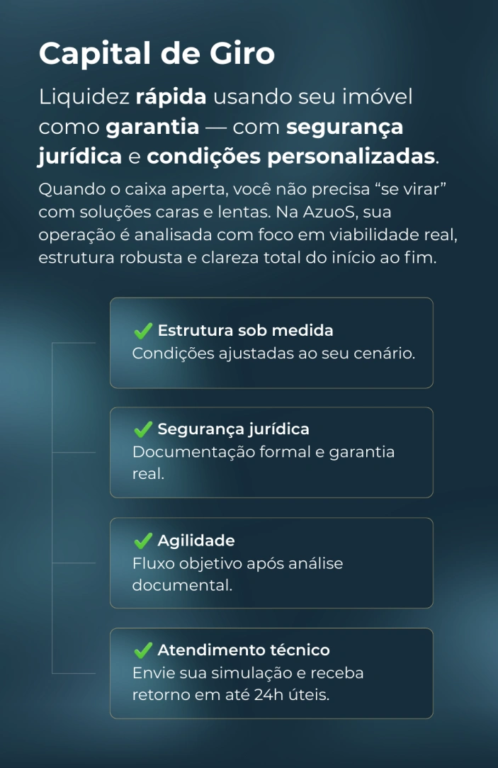 Liquidez r�pida usando seu im�vel como garantia com seguran�a jur�dica e condi��es personalizadas. - 